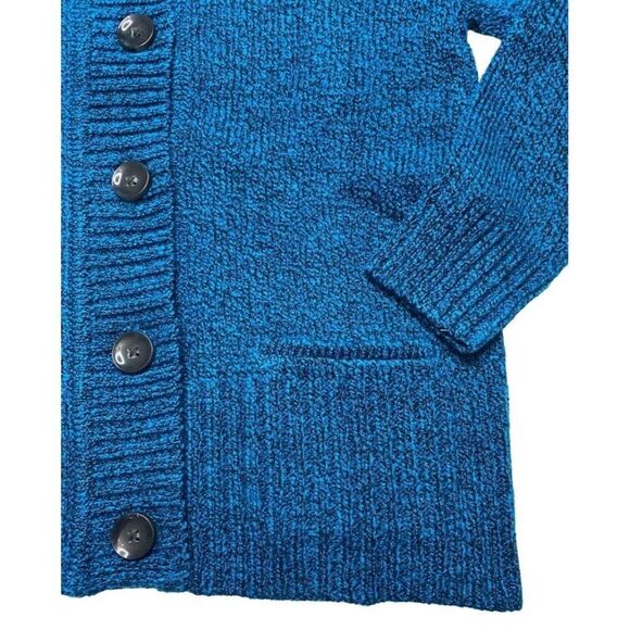 Karen Scott Petite Cardigan Sweater Top Women's‎ PXS Blue Black Marled Buttons - Picture 5 of 10